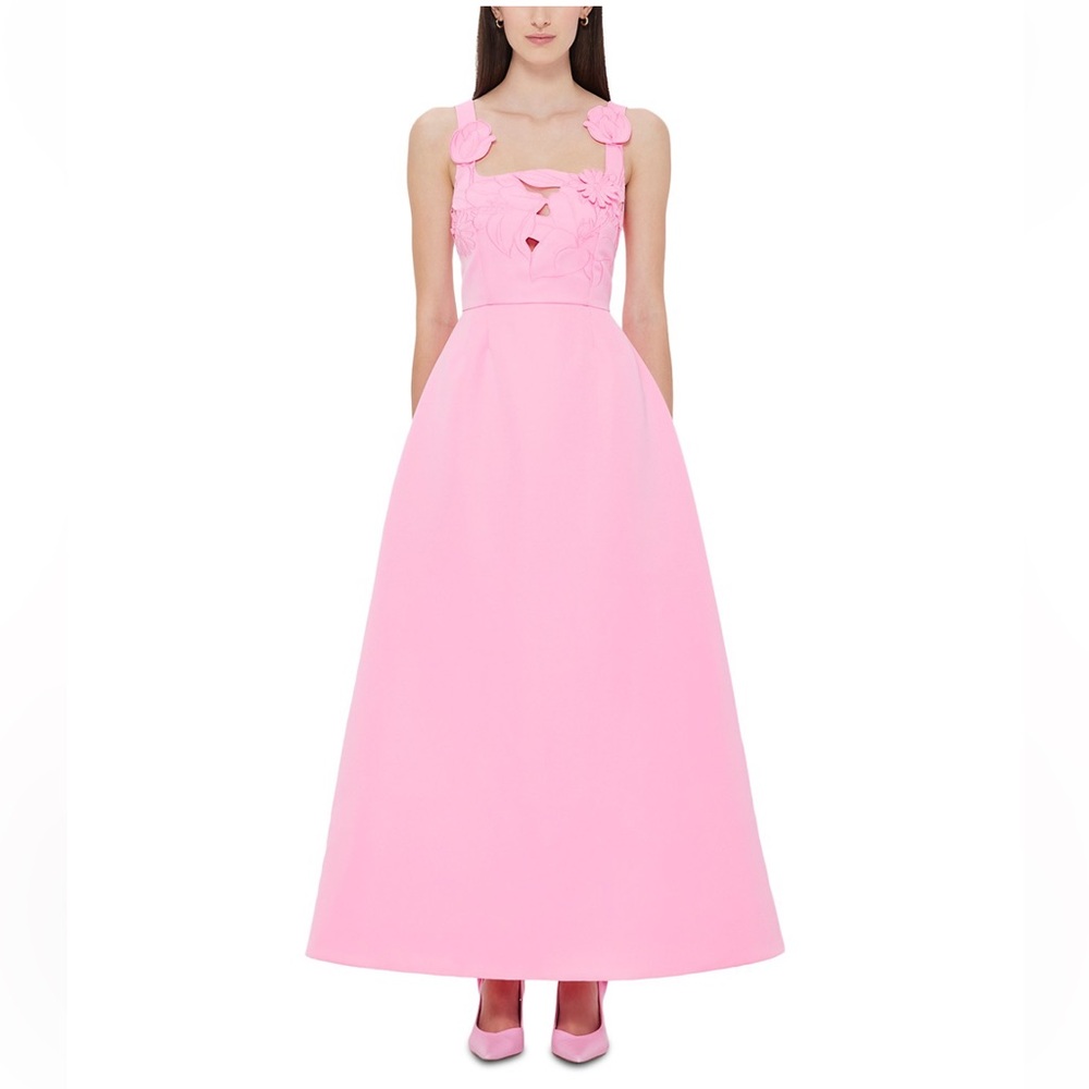 NWT LEO LIN Rianne Appliqué Maxi Dress Baby Pink US 2